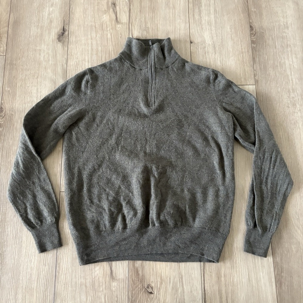 Christian Lacroix Pullover Sweater Merino Wool Lightweight Quarter Zip Green M